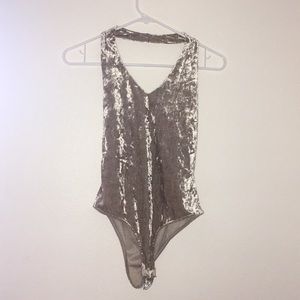Halter Velvet Champagne Body Suit